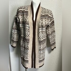 Jessica Simpson Open front geometric pattern Cardigan Sweater